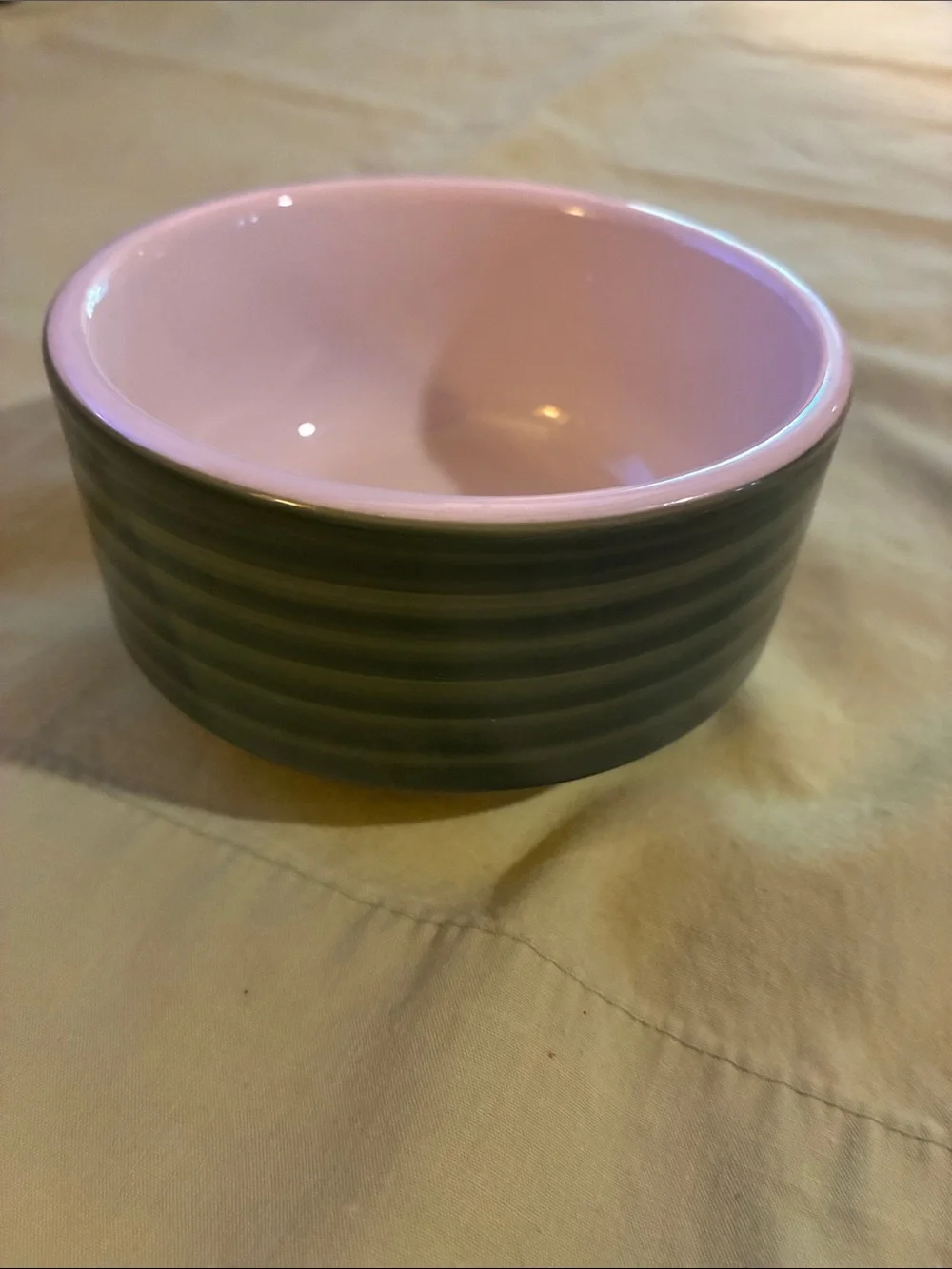 Two-Tone Ceramic Serving Bowl in Pink and Dark Green